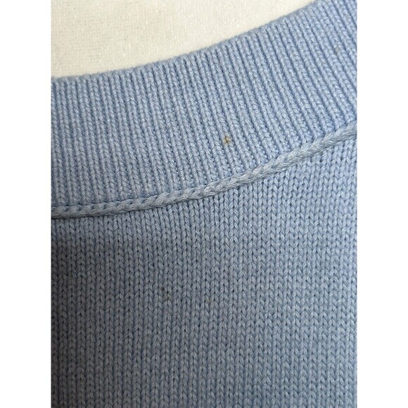 J. Jill Womens Large Light Blue Sweater Cotton Knit Pullover Round Neck Nautical - Picture 3 of 9